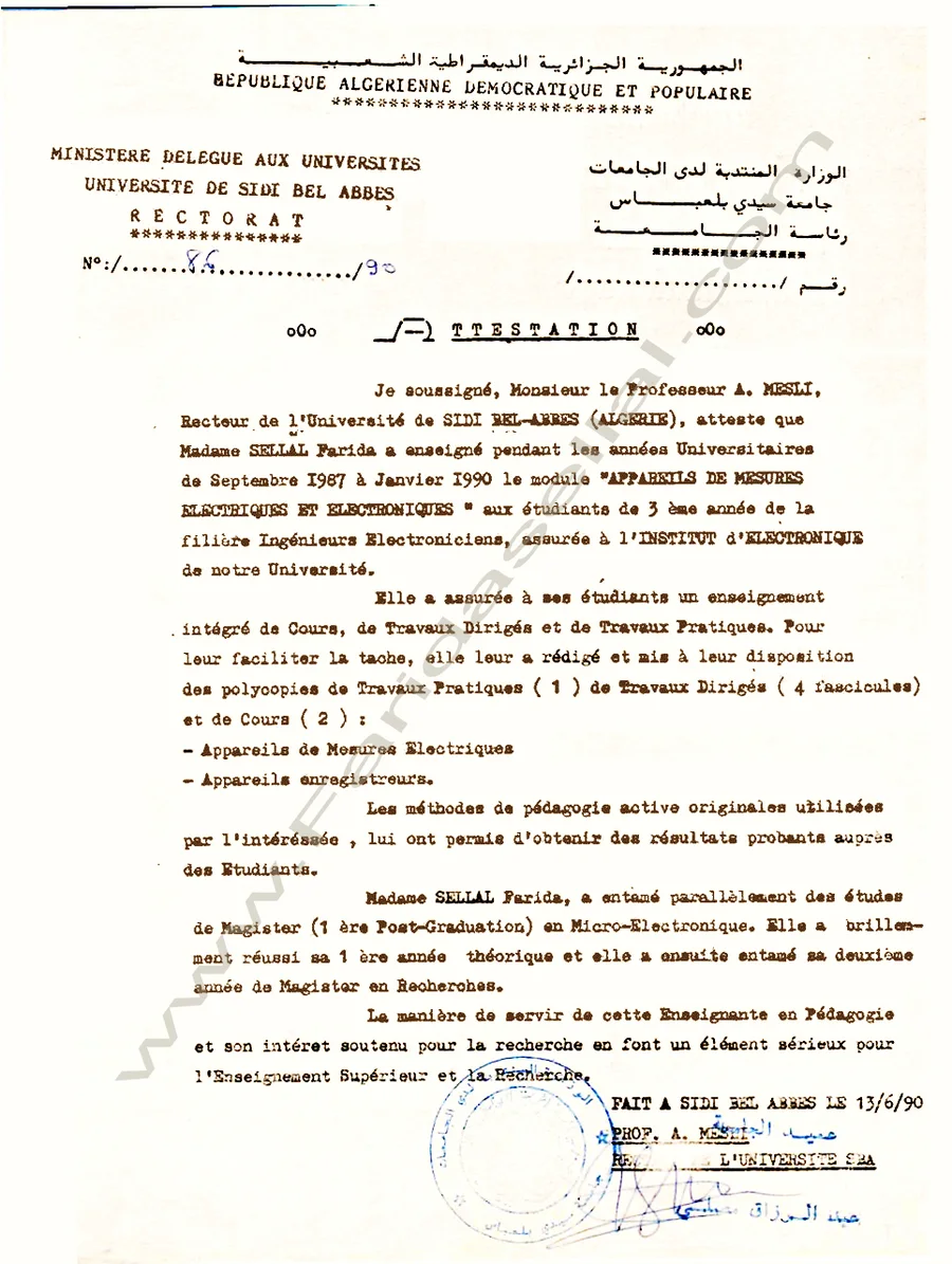 Diplôme universitaire — Farida Sellal, page 9