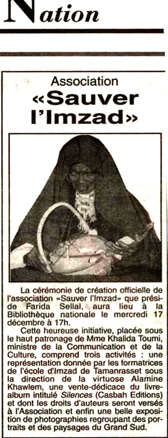 Farida Sellal — engagement pour l'imzad